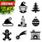 Set of black-and-white christmas icons