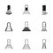 Set of black white door and stairs icon with front entrance and exit for the input and output, vector illustration