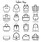 Set of black and white fashion bag line icons