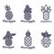 Set of black and white graphic pineapple logo templates