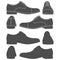 Set of black and white illustrations with classic mens shoes. Isolated vector objects.