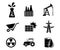 Set of black and white industrial icons