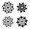 Set of black and white isolated flower icons