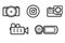 Set of black and white linedrawing camcorder icons