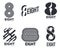 Set of black and white number eight logo templates