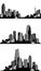 Set of black and white panorama cities.