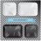 Set of Black and White Rectangle Styrofoam Plastic Food Tray Container. Vector Mock Up Template