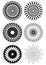 A set of black white symmetric geometric lace circles