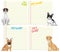 Set of blank banners with cute dogs isolated on white background