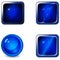 Set of blank blue glossy metallic web buttons