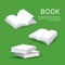 Set of blank book cover with white paper open and closed books isolated on background. Vector illustration.