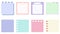 set of blank cute pastel paper templates printable striped note, planner, journal, reminder, notes, checklist, memo, writing pad.