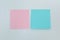 Set of Blank office sticky notes in a line up of empty editable paper memos