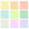 Set of blank pastel and colorful sticky notes isolated on white