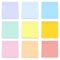 Set of blank pastel and colorful sticky notes on white