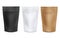 Set of blank realistic coffee or tea stand up pouch mockups