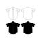 Set of blank short sleeve shirt design template hand drawn vector illustration. Front and back shirt sides. White and black male
