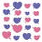 Set of blank speech very peri and pacific pink hearts