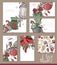 Set with blank visit cards and posters. Template with traditional festive elements for christmas design, greeting cards and