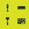 Set Blender, Gas stove, Kitchen hammer and Air conditioner icon. Vector