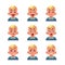 Set of blond baby boy avatars with different emotions