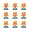 Set of blond baby boy avatars with different emotions