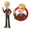 Set of blonde businessman in brown suit inside the circle logo concept