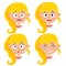 Set of blonde girl scared face expression isolated on white