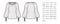 Set of blouses with gathered elements technical fashion illustration with long short elbow sleeves, fitted oversized