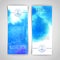 Set of blue artistic watercolor backgrounds.