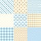 Set of blue and beige seamless geometric patterns. Vector illustration.