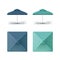 Set of Blue Cafe Square Umbrella Parasol Isolated