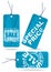 Set of blue crumpled paper tags
