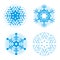 Set of blue decorative snowflakes.