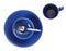 Set of blue dishware