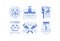 Set of blue emblems for plumbing and construction services. Logos for home renovation companies. Vector design for