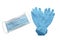 Set of Blue Face Mask With Blue Rubber Gloves Isolated on White