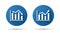 Set of blue flat icon of graph