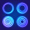 Set of blue glow circular shapes