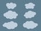 A set of blue graphic clouds clip arts on dark blue background vector