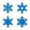 Set of blue grunge style flat brush stroke snow flakes