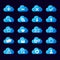 Set of blue icons cloud