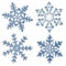 Set of blue icy snowflakes