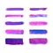 Set of blue and purple hand drawn paint, ink brush strokes, brushes, lines watercolor isolated on white background