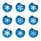 Set of blue stickers. Snowflakes Icon. Vector Illustration.