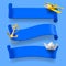Set of blue traveling ribbons