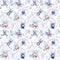 Set of Blue Watercolor illustration Tropical Orchid seamless patterns. Trendy fabric illustration. Exotic blossom flower