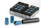 Set of blue wheel nuts for alloy wheel auto tuning. Isolate on a white background