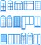 Set of blue window icons