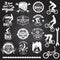 Set of bmx extreme sport club badge. Vector. Concept for logo, print, stamp, tee with man ride on a sport bicycle